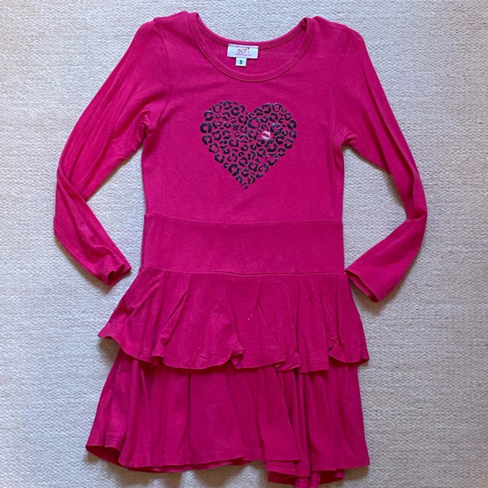 Sofi Girls Pink Heart Dress - Size 5 Years
